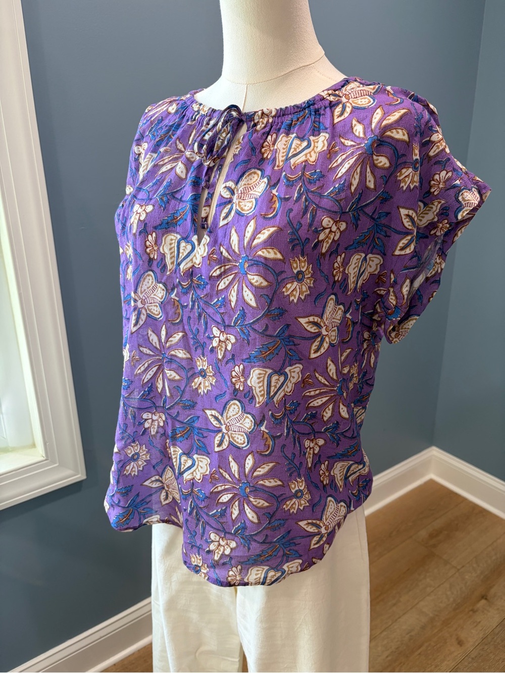 Xirena Tessa Top Purple Graze Floral Gauze Blouse S NWT - Picture 3 of 8
